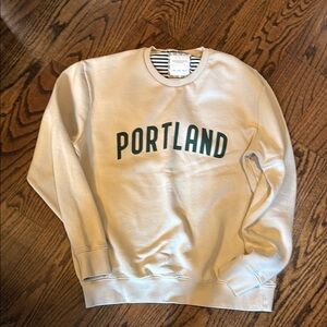 Denim & Flower Cream Crewneck Sweater